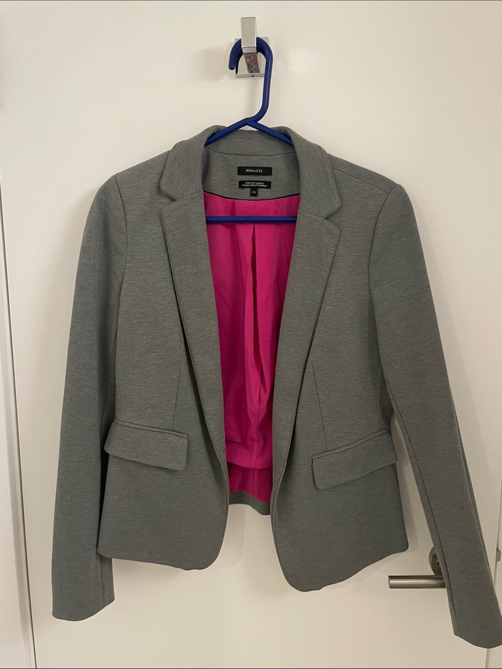 RW&CO. Gray Blazer with Pink Lining